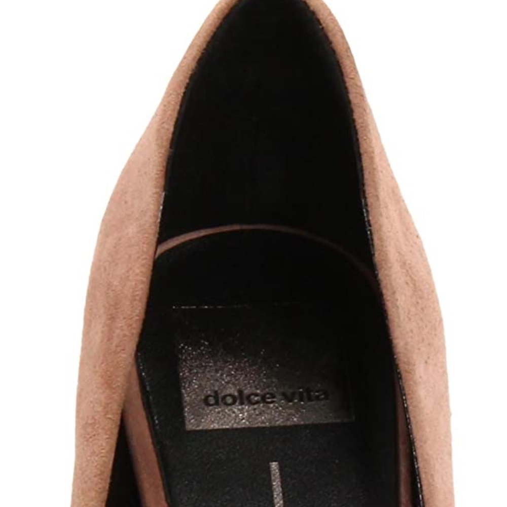 NEW IN BOX Dolce Vita Rosetta Pump Taupe Nude Suede Leather - Picture 3 of 4